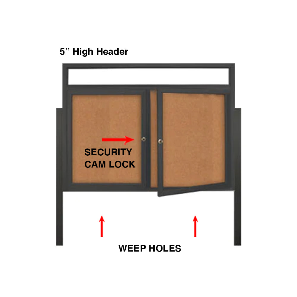 96x48 Standing Enclosed Bulletin Board Lighted + Header SHIPPING FREE ...