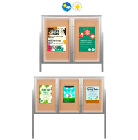 Free-Standing EXTREME WeatherPlus™ Enclosed Outdoor Bulletin Boards | 2 and 3 Door Display Cases with LED Lights in 35+ Sizes