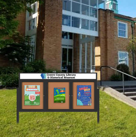72x48 Outdoor Standing Enclosed Bulletin Board w Header - SHIPS FREE ...