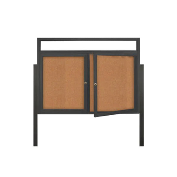 2-DOOR ILLUMINATED HEADER CORKBOARD 72" x 36" RADIUS EDGES WITH MITERED CORNERS (SHOWN IN BLACK)