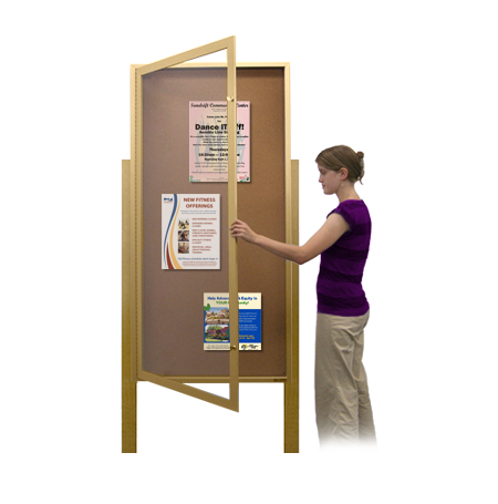 Swing Case 24x84 Extra Large Outdoor Enclosed Bulletin Board w Leg Posts (Single) Door