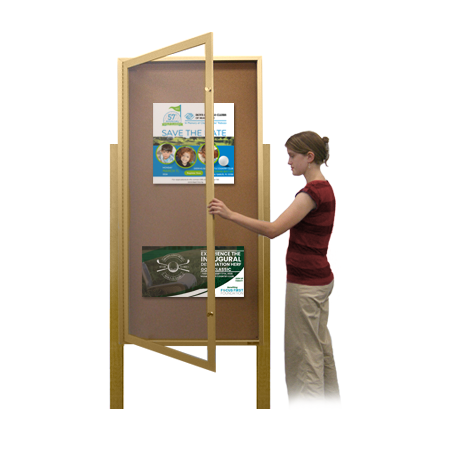 Swing Case 48x84 Extra Large Outdoor Enclosed Bulletin Board w Leg Posts (Single) Door