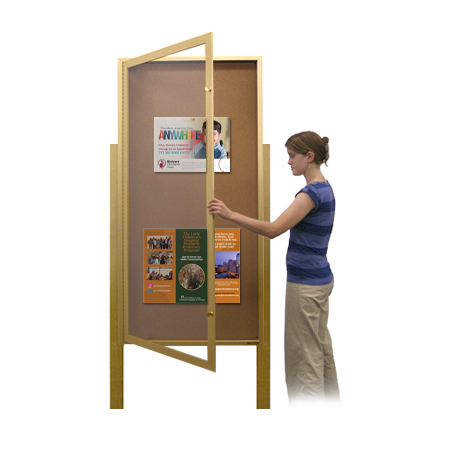 Swing Case 48x96 Extra Large Outdoor Enclosed Bulletin Board w Leg Posts (Single) Door