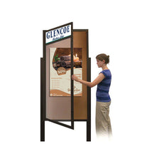24 x 60 Extra Large Outdoor Enclosed Bulletin Board Lighted Display Case w Header and Posts (One Door)