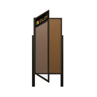 48 x 48 Extra Large Outdoor Enclosed Bulletin Board Lighted Display Case w Header and Posts (One Door)