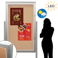 EXTREME WeatherPLUS™ XL Standing Radius Edge Outdoor Enclosed Bulletin Boards | LED LIGHTS | Single Locking Door with 15+ Sizes