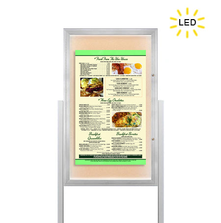 Standing LED Outdoor Bulletin Board Display Case + Radius Edge Cabinet ...