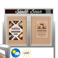 Freestanding EXTREME WeatherPlus™ Radius Edge Enclosed Outdoor Poster Cases with Message Header and LED Lighting | Locking 2 and 3 Door Display Cases 35+ Sizes