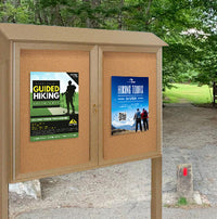 Outdoor Message Center Cork Bulletin Board 52" x 40" with Posts | Double Doors Information Boards