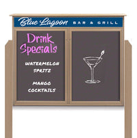 40" x 40" Outdoor Message Center - Double Door Magnetic Black Dry Erase Board with Header and Posts
