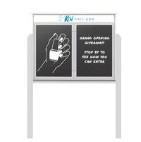 40" x 50" Outdoor Message Center - Double Door Magnetic Black Dry Erase Board with Header and Posts