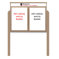 60" x 24" Standing Outdoor Message Center - Double Door Magnetic White Dry Erase Board with Header