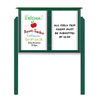 Outdoor Message Center Magnetic White Dry Erase Board - 42" x 32" | Double Door with Posts