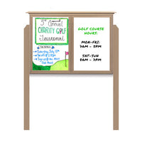 60" x 48" Outdoor Message Center - Double Door Magnetic White Dry Erase Board with Posts