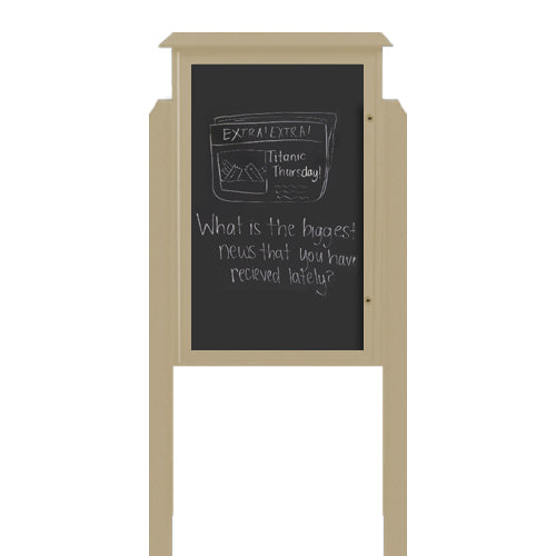 24" x 36" Outdoor Message Center - Magnetic Black Dry Erase Board with Posts