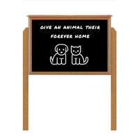 24" x 24" Outdoor Message Center - Magnetic Black Dry Erase Board with Posts