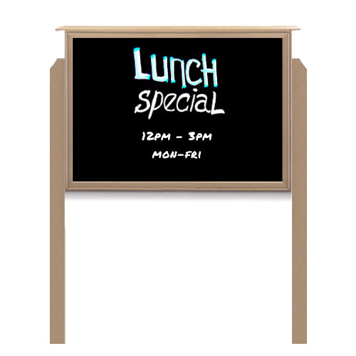 24" x 36" Outdoor Message Center - Magnetic Black Dry Erase Board with Posts