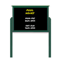 30" x 30" Outdoor Message Center - Magnetic Black Dry Erase Board with Posts