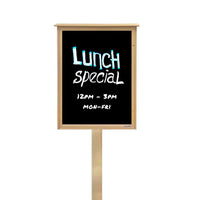 8 1/2" x 14" Outdoor Message Center - Magnetic Black Dry Erase Board with Posts