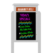 36" x 36" Outdoor Message Center - Magnetic Black Dry Erase Board with Header and Posts