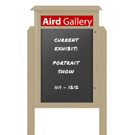 36" x 48" Outdoor Message Center - Magnetic Black Dry Erase Board with Header and Posts