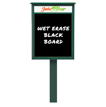 11" x 17" Standing Outdoor Message Center - Magnetic Black Dry Erase Board
