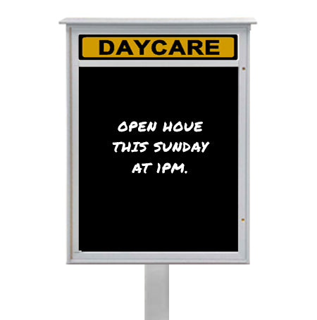12" x 18" Standing Outdoor Message Center - Magnetic Black Dry Erase Board