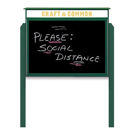 20" x 20"  Outdoor Message Center - Magnetic Black Dry Erase Board with Header and Posts