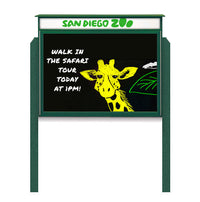 24" x 30" Outdoor Message Center - Magnetic Black Dry Erase Board with Header and Posts