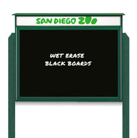 24" x 30" Outdoor Message Center - Magnetic Black Dry Erase Board with Header and Posts