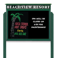 24" x 36" Outdoor Message Center - Magnetic Black Dry Erase Board with Header and Posts