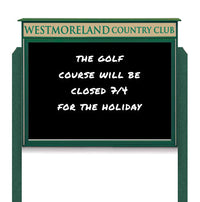 30" x 40" Outdoor Message Center - Magnetic Black Dry Erase Board with Header and Posts