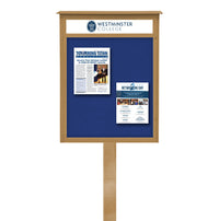 16x34 MINI Outdoor Message Center Wall Mount Information Board with Header and Post | Maintenance Free