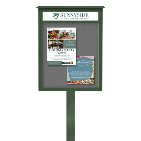18x18 MINI Outdoor Message Center Wall Mount Information Board with Header and Post | Maintenance Free