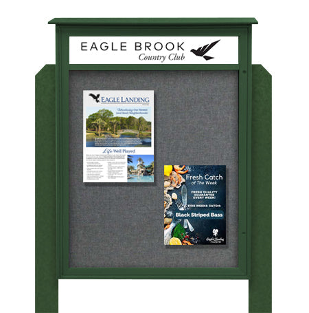 24x60 Standing Outdoor Message Center Information Board with Header | Maintenance Free (Image Not to Scale)
