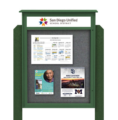 36x48 Standing Outdoor Message Center Information Board with Header | Maintenance Free (Image Not to Scale)