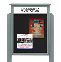 36x48 Standing Outdoor Message Center Information Board with Header | Maintenance Free (Image Not to Scale)