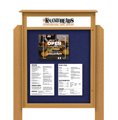 36x60 Standing Outdoor Message Center Information Board with Header | Maintenance Free (Image Not to Scale)