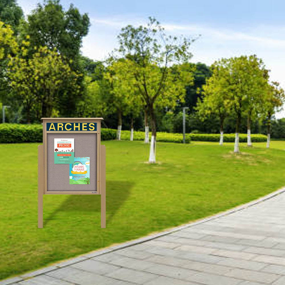 Cork Board Posts Eco-Friendly 18x24 Outdoor Cork Board Message Center on Posts + Header ...