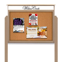 20x20 Outdoor Cork Board Message Center with Header and Posts - LEFT Hinged (Image Not to Scale)