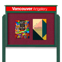 Eco-Design 24x36 Outdoor Cork Board Message Center with Header and Posts - LEFT Hinged Door  (Image Not to Scale)