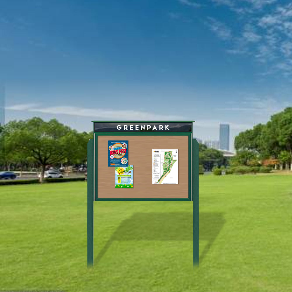 Eco-Friendly 30x40 Outdoor Cork Board Message Center on Posts + Header ...