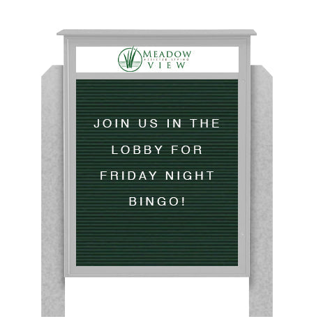 Free Standing 60x24 Outdoor Message Center with Letter Board TOP Hinged  (Single Door)