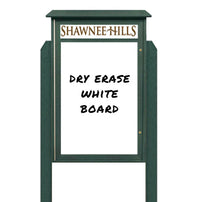 26" x 42" Freestanding Outdoor Message Center - Magnetic White Dry Erase Board with Header