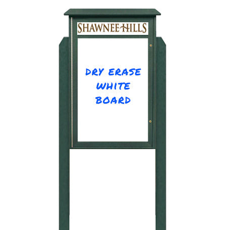 26" x 42" Freestanding Outdoor Message Center - Magnetic White Dry Erase Board with Header