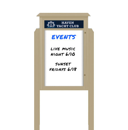 36" x 60" Freestanding Outdoor Message Center - Magnetic White Dry Erase Board with Header