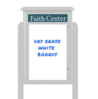 40" x 60" Freestanding Outdoor Message Center - Magnetic White Dry Erase Board with Header