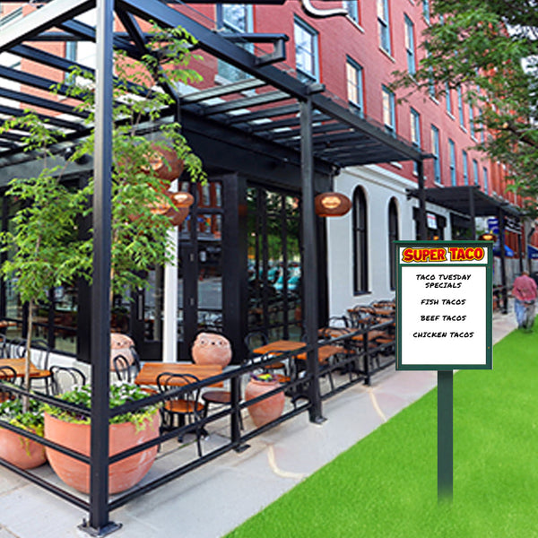 12" x 18" Viewable Area Magnetic White Dry Erase Board Outdoor Message Center with Header and Post (Left Hinged Single Door)