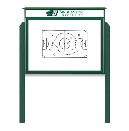 27" x 41" Outdoor Message Center - Magnetic White Dry Erase Board with Header and Posts
