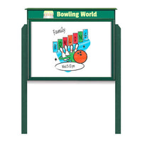 30" x 36" Outdoor Message Center - Magnetic White Dry Erase Board with Header and Posts